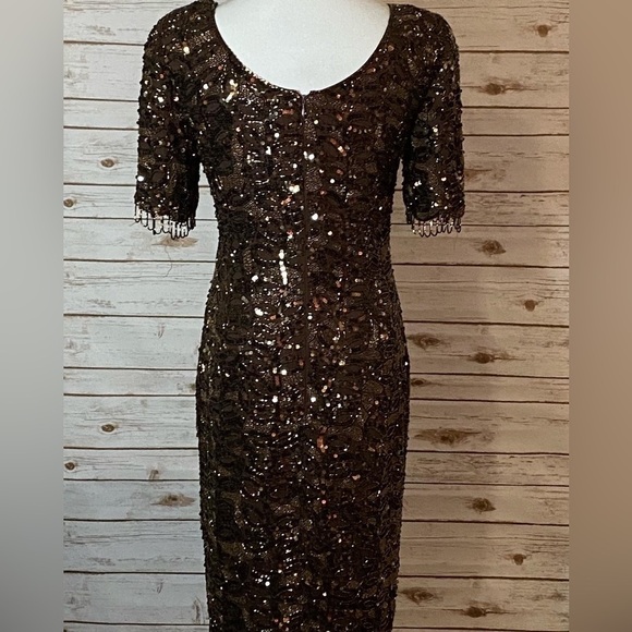 Vintage Oleg Cassini 100% silk beaded dress - Picture 1 of 6